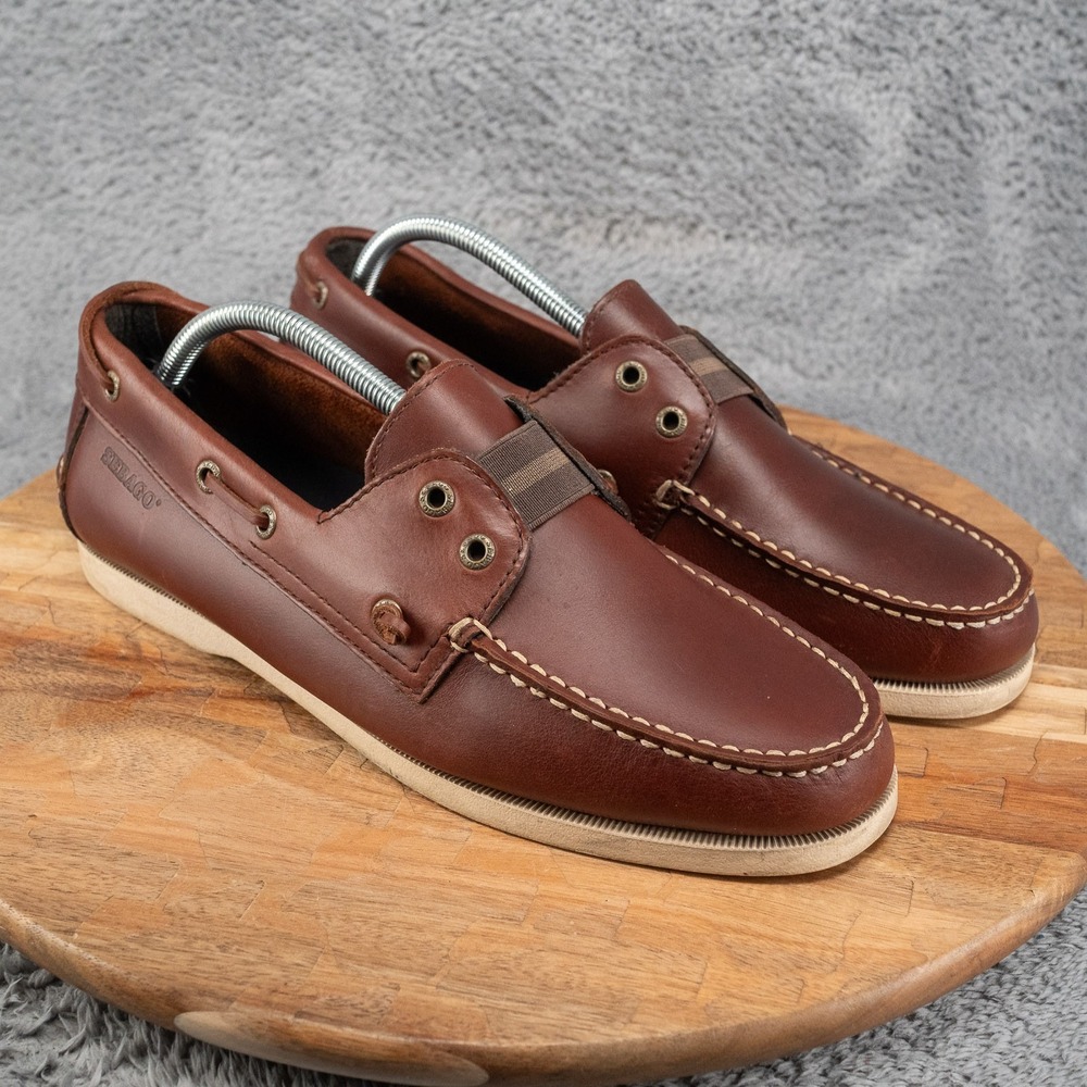Sebago Docksides Brown Leather Boat Shoes Wharf Slip On Men's US 10.5 UK 10